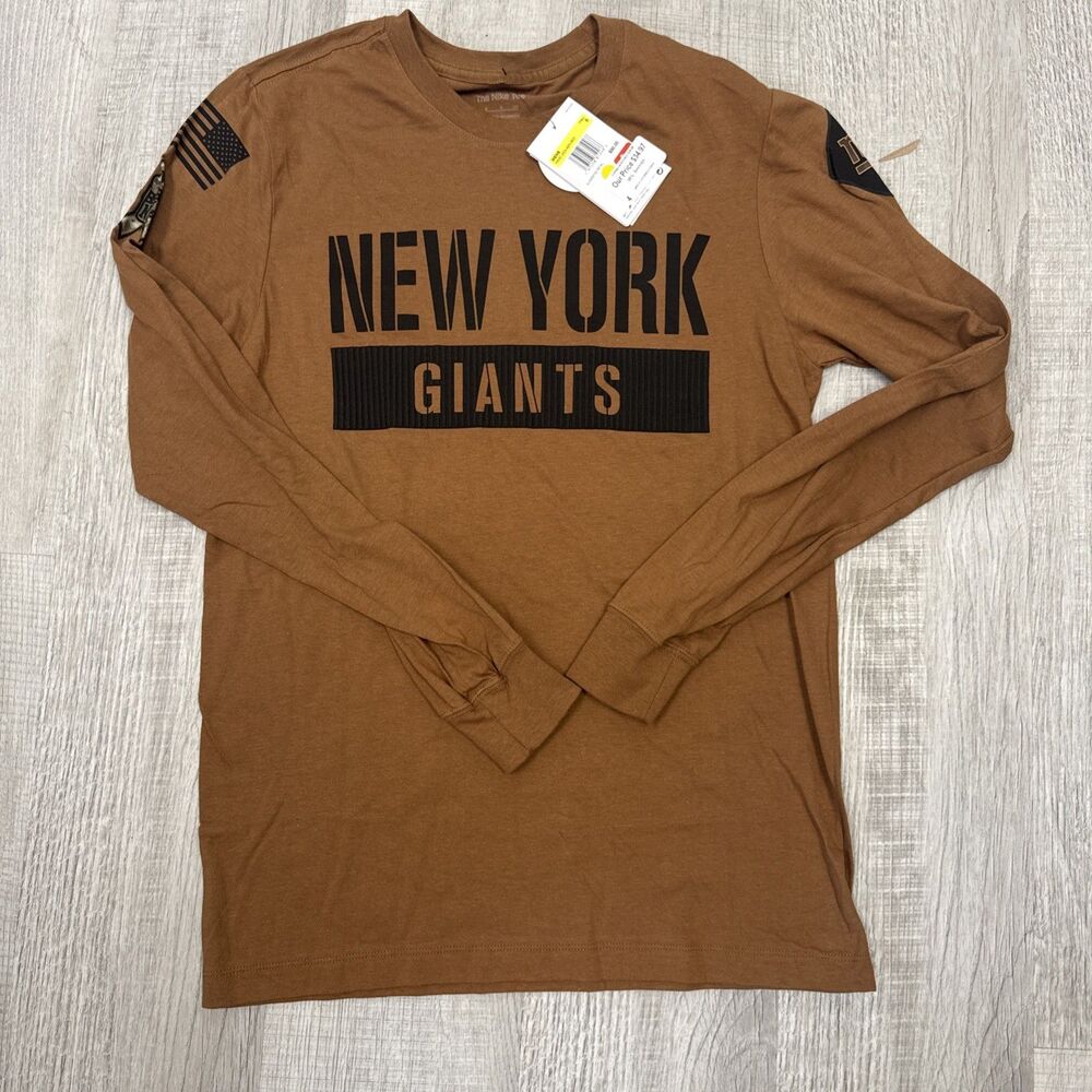 Nike New York Giants Shirt Brown Salute To Service Long Sleeve NWT Small S